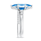 Rosec Jewels-IGI Certified Marquise Cut Lab Grown 3 Carat Blue Diamond Engagement Ring with Enhancer