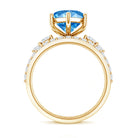 Rosec Jewels-Huge 4 Carat Lab Grown Blue Diamond Solitaire Bridal Ring Set with IGI Certificate