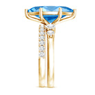 Rosec Jewels-Huge 4 Carat Lab Grown Blue Diamond Solitaire Bridal Ring Set with IGI Certificate