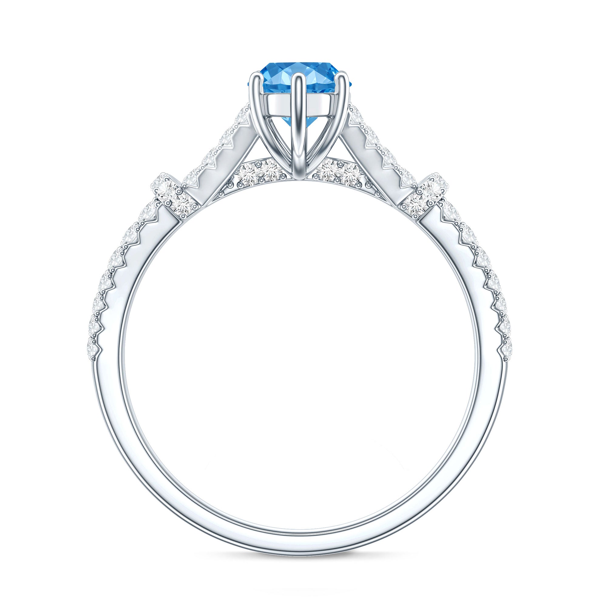 Rosec Jewels-IGI Certified 1 Carat Lab Grown Blue Diamond Engagement Ring with Split Shank