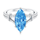 Rosec Jewels-IGI Certified 3 Carat Blue Lab Grown Diamond Marquise Engagement Ring with Split Shank