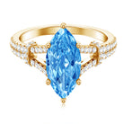 Rosec Jewels-IGI Certified 3 Carat Blue Lab Grown Diamond Marquise Engagement Ring with Split Shank