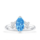 Rosec Jewels-1 Carat Marquise Cut Lab Grown Blue Diamond Statement Ring with IGI Certificate