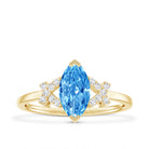 Rosec Jewels-1 Carat Marquise Cut Lab Grown Blue Diamond Statement Ring with IGI Certificate