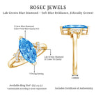 Rosec Jewels-2 Carat Solitaire Lab Grown Blue Diamond Marquise Engagement Ring IGI Certified