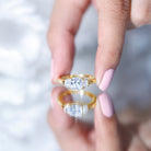 Rosec Jewels-IGI Authenticated 2 Carat Cushion Cut Lab Grown Diamond Three Stone Ring