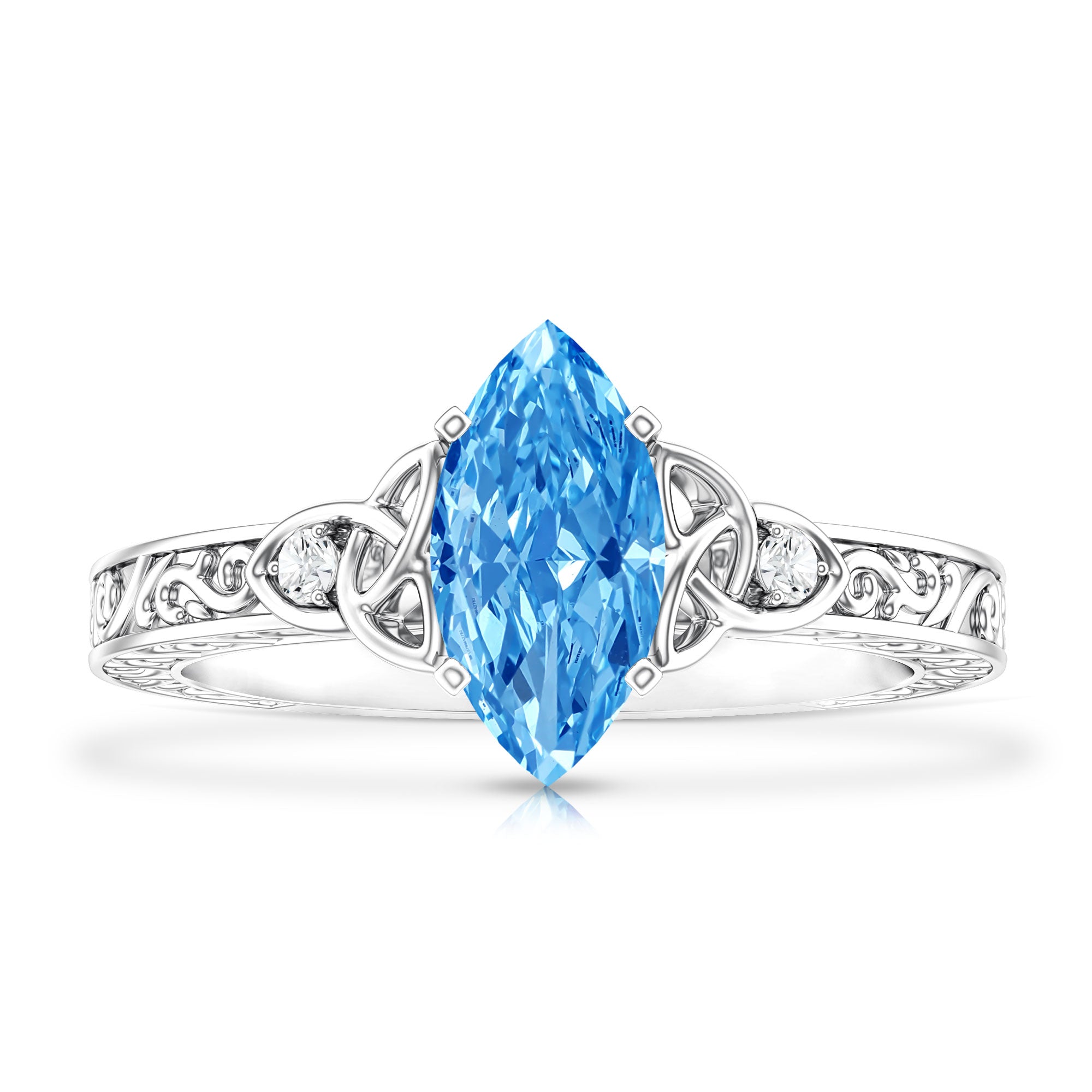Rosec Jewels-IGI Certified Vintage Looking 1 Carat Lab Blue Diamond Knot Engagement Ring
