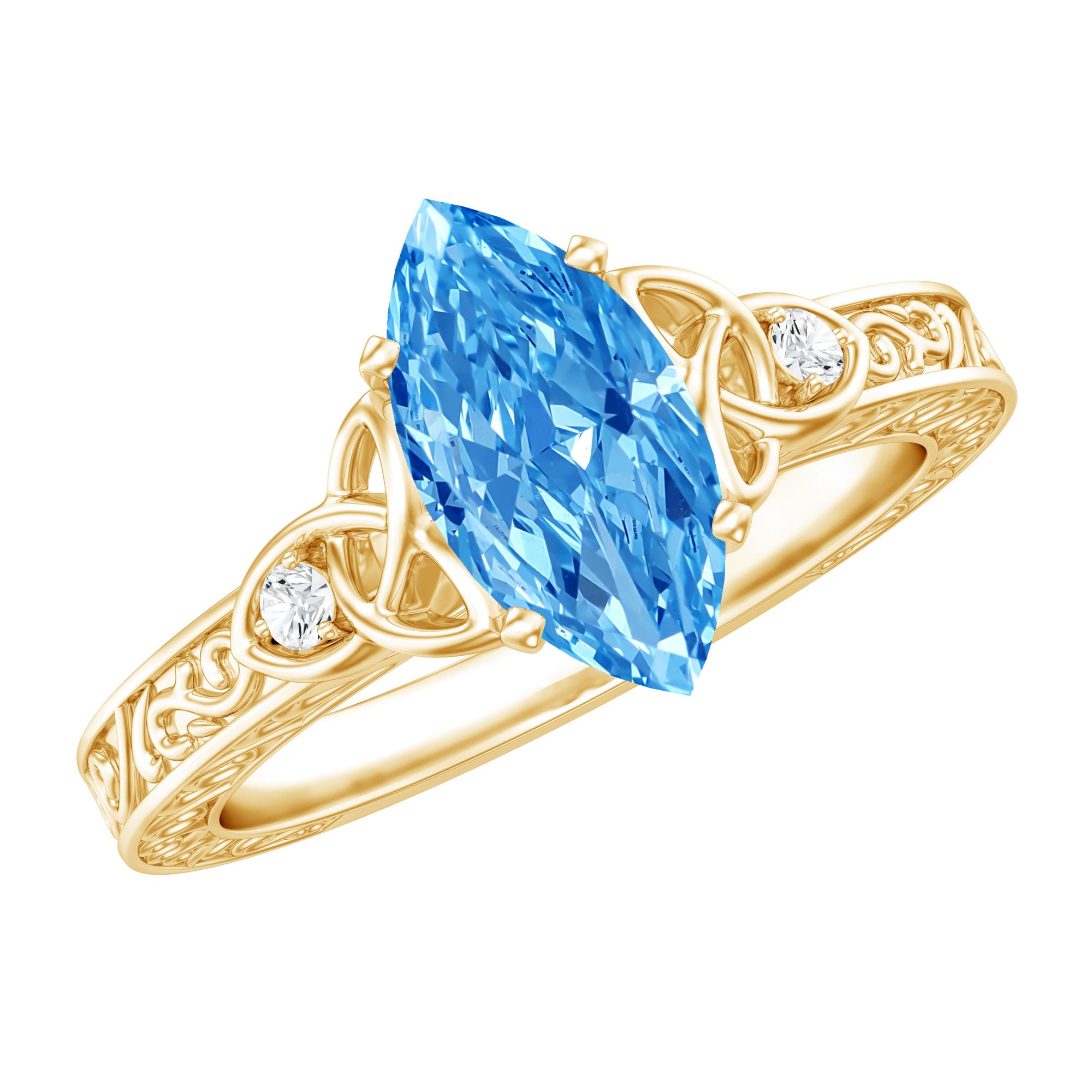 Rosec Jewels-IGI Certified Vintage Looking 1 Carat Lab Blue Diamond Knot Engagement Ring