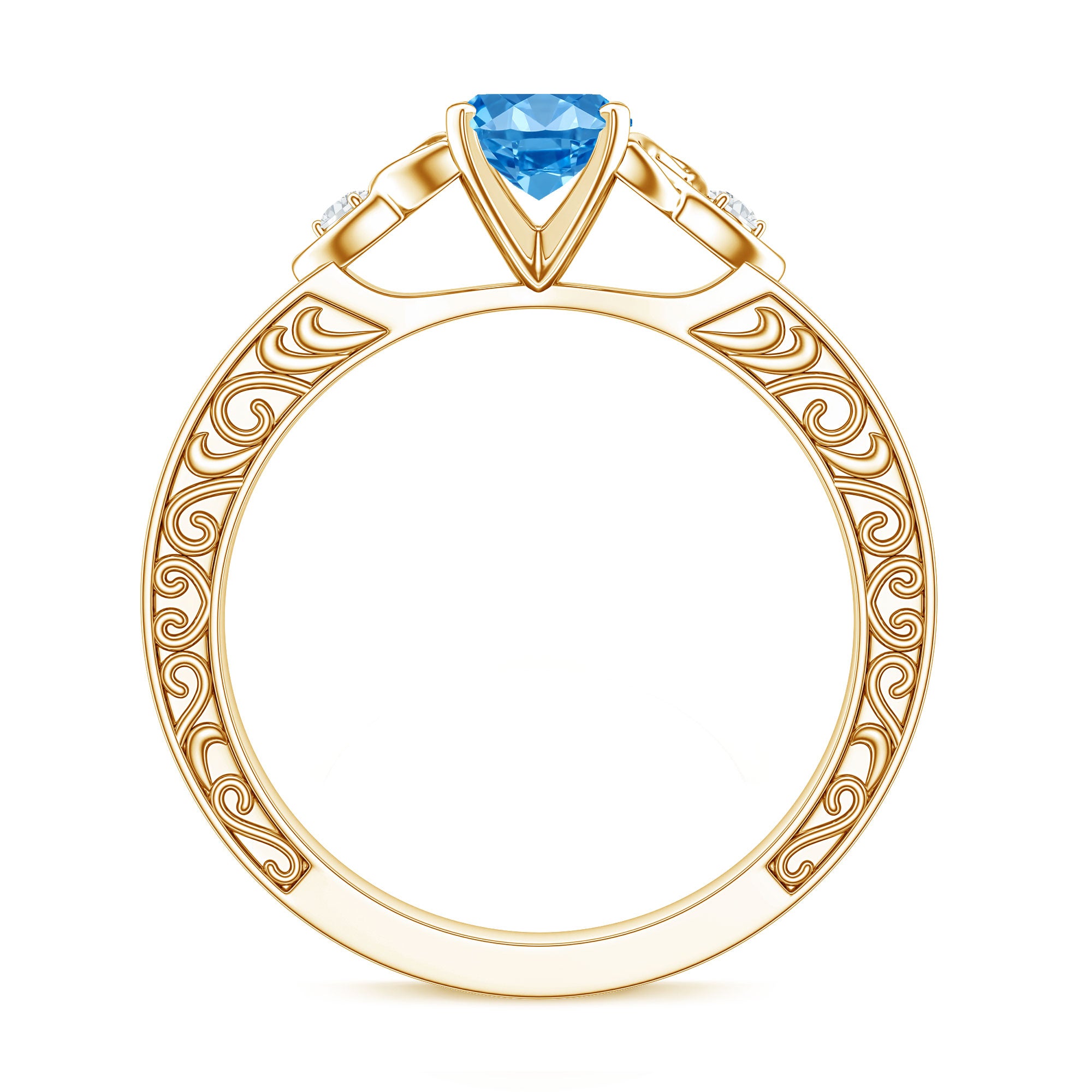 Rosec Jewels-IGI Certified Vintage Looking 1 Carat Lab Blue Diamond Knot Engagement Ring