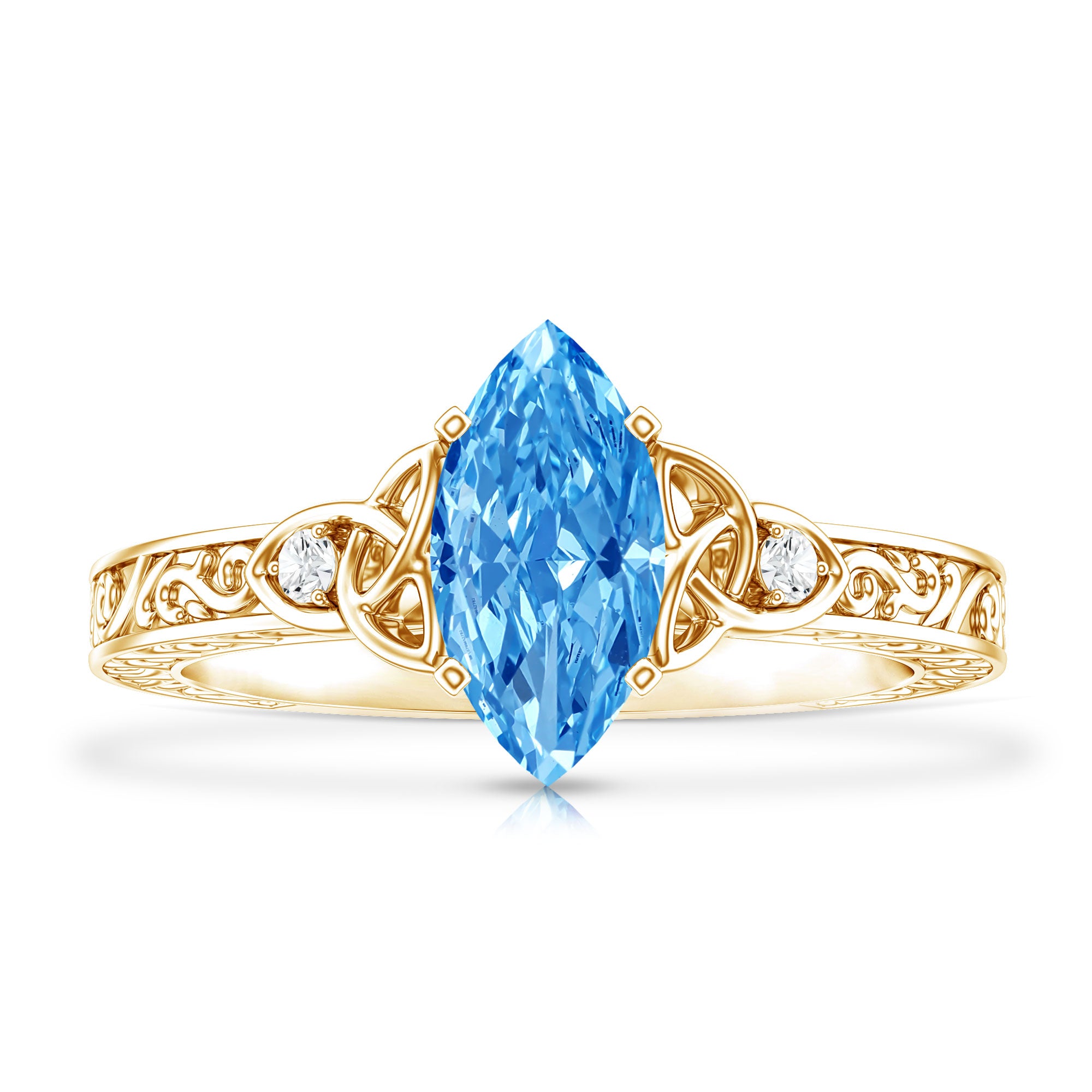 Rosec Jewels-IGI Certified Vintage Looking 1 Carat Lab Blue Diamond Knot Engagement Ring