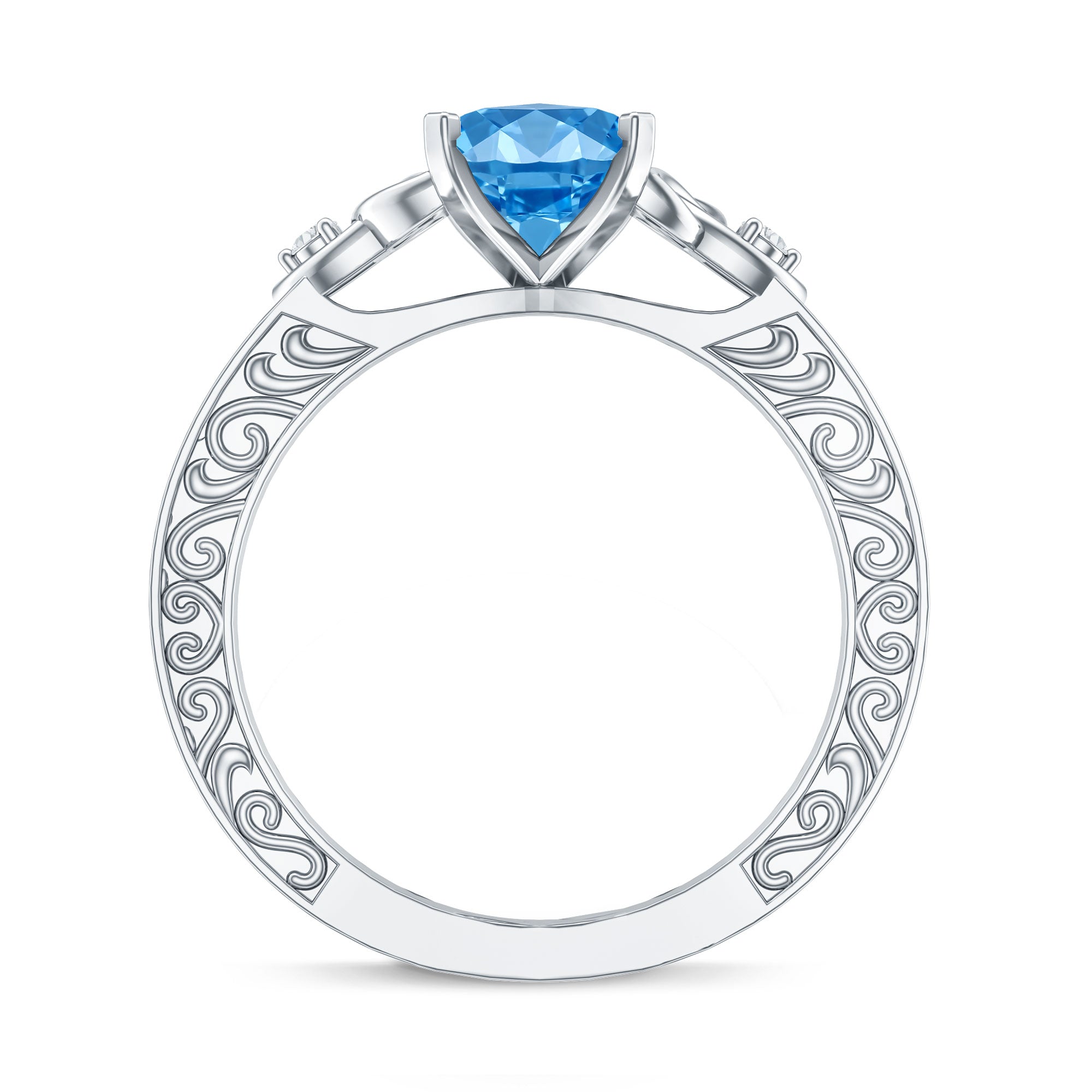 Rosec Jewels-Vintage Inspired 2 Carat Marquise Lab Grown Blue Diamond Celtic Engagement Ring IGI Certified