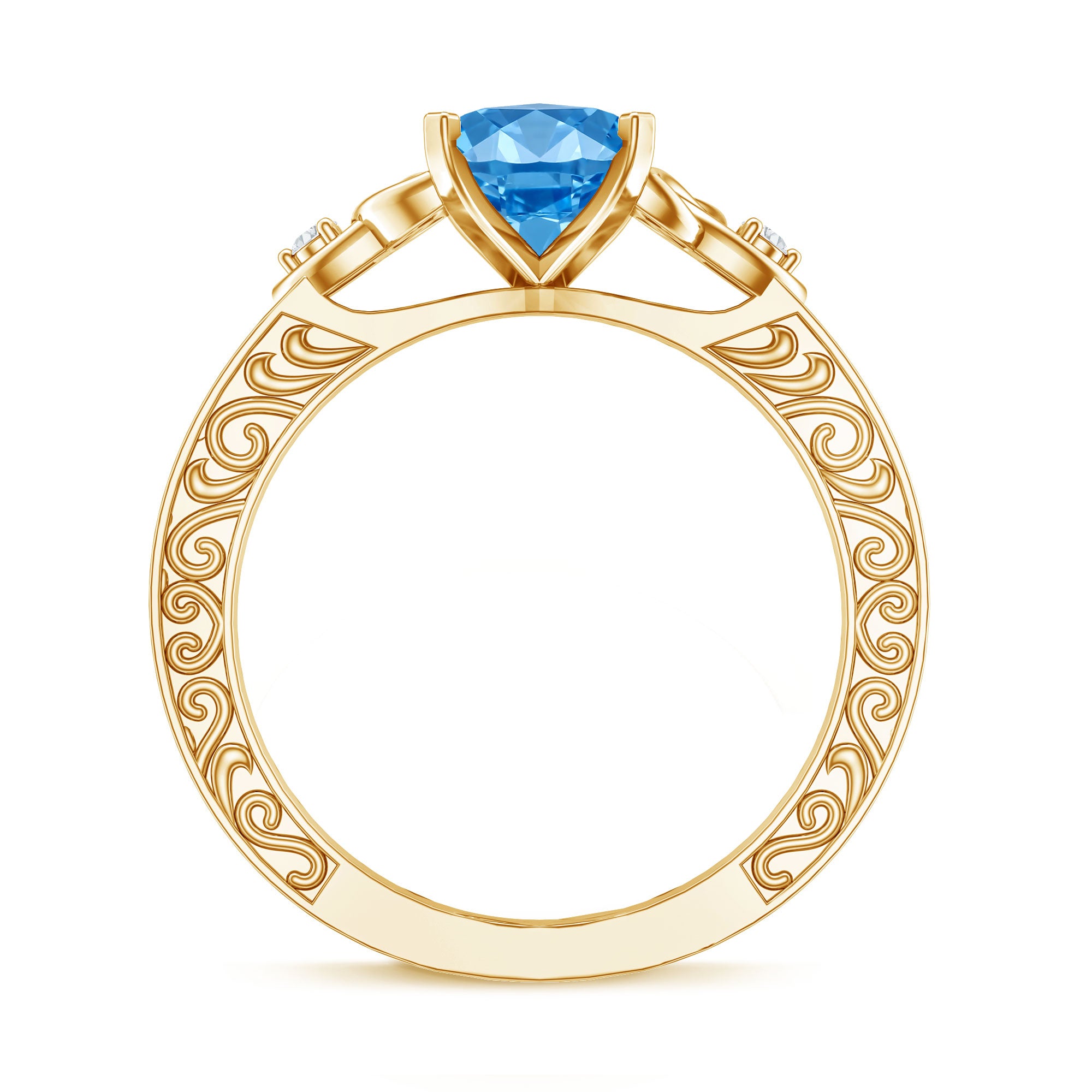 Rosec Jewels-Vintage Inspired 2 Carat Marquise Lab Grown Blue Diamond Celtic Engagement Ring IGI Certified