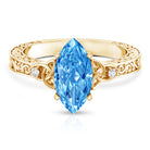 Rosec Jewels-Vintage Inspired 2 Carat Marquise Lab Grown Blue Diamond Celtic Engagement Ring IGI Certified