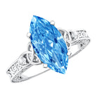 Rosec Jewels-IGI Certified Vintage Celtic Engagement Ring with 3 Carat Marquise Lab Grown Blue Diamond