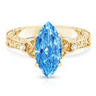 Rosec Jewels-IGI Certified Vintage Celtic Engagement Ring with 3 Carat Marquise Lab Grown Blue Diamond