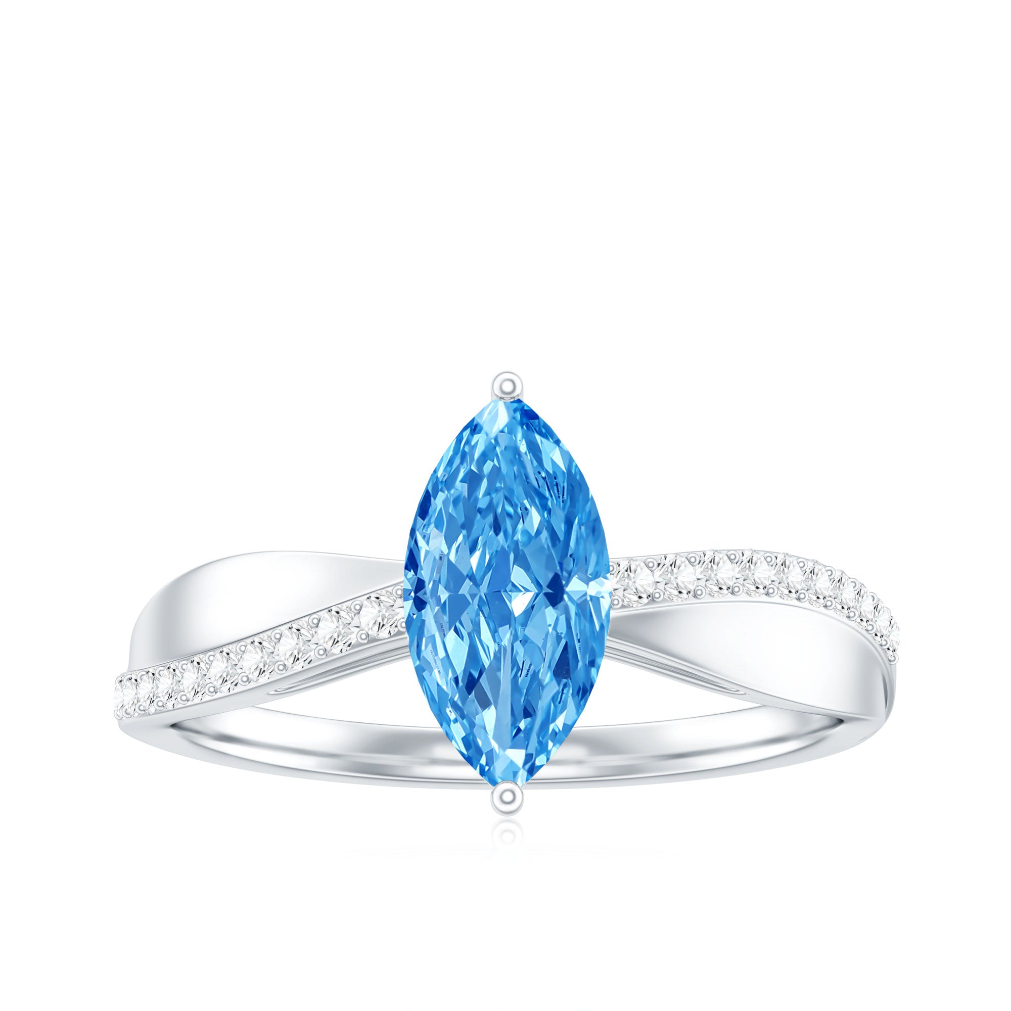 Rosec Jewels-IGI Certified 1 Carat Lab Grown Blue Diamond Marquise Engagement Ring for Women