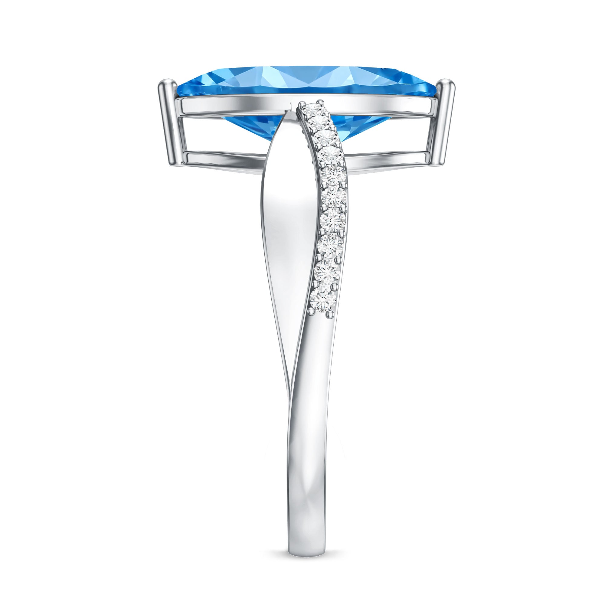 Rosec Jewels-2 Carat Lab Grown Blue Diamond Marquise Cut Engagement Ring with IGI Certificate