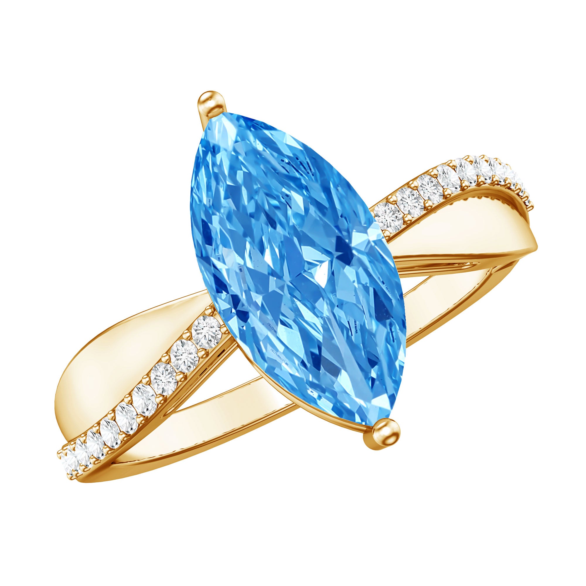 Rosec Jewels-2 Carat Lab Grown Blue Diamond Marquise Cut Engagement Ring with IGI Certificate