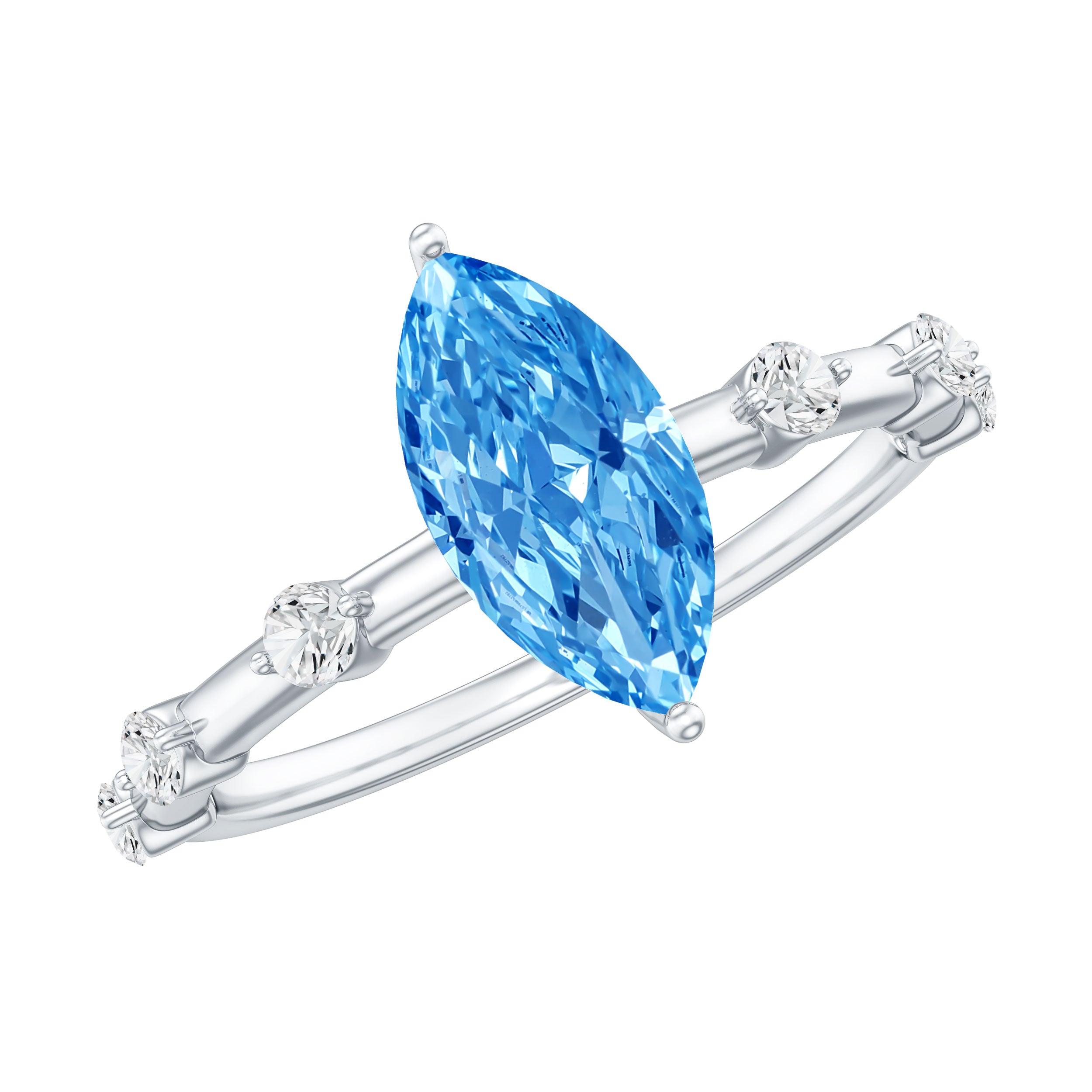 Rosec Jewels-IGI Certified 1 Carat Lab Grown Vivid Blue Diamond Engagement Ring Marquise