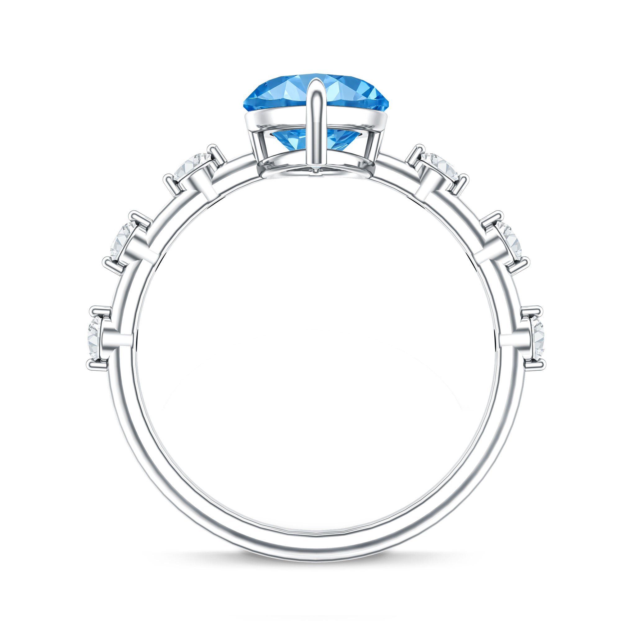 Rosec Jewels-IGI Certified 3 Carat Lab Grown Blue Diamond Marquise Engagement Ring with Spaced Accent
