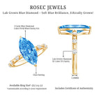 Rosec Jewels-IGI Certified 3 Carat Lab Grown Blue Diamond Marquise Engagement Ring with Spaced Accent