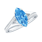 Rosec Jewels-Marquise Cut IGI Certified 1 Carat Lab Grown Blue Diamond Engagement Ring with Split Shank