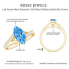 Rosec Jewels-Marquise Cut IGI Certified 1 Carat Lab Grown Blue Diamond Engagement Ring with Split Shank