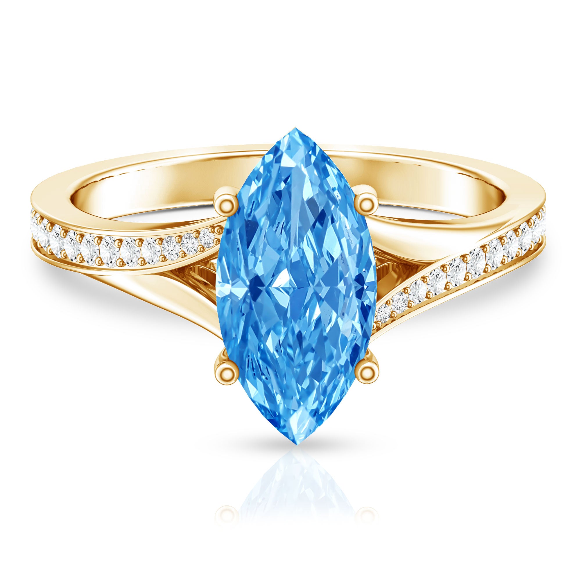 Rosec Jewels-IGI Certified 2 Carat Lab Grown Blue Diamond Split Shank Engagement Ring