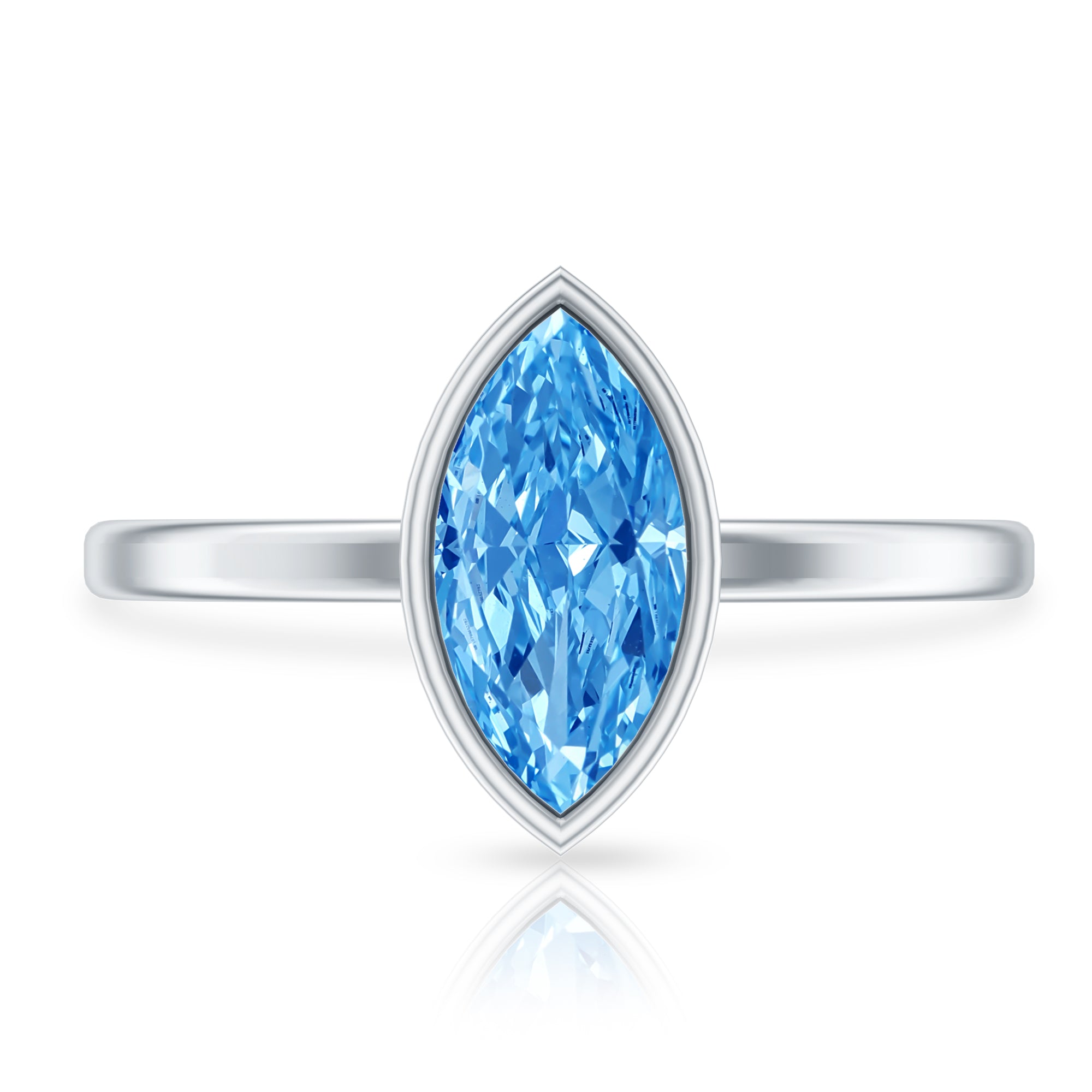Rosec Jewels-IGI Certified Marquise Cut Lab Grown Blue Diamond 1 Carat Engagement Ring in Bezel Setting
