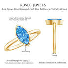 Rosec Jewels-IGI Certified Marquise Cut Lab Grown Blue Diamond 1 Carat Engagement Ring in Bezel Setting