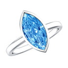 Rosec Jewels-2 Carat Lab Grown Blue Diamond Marquise Solitaire Engagement Ring IGI Certified