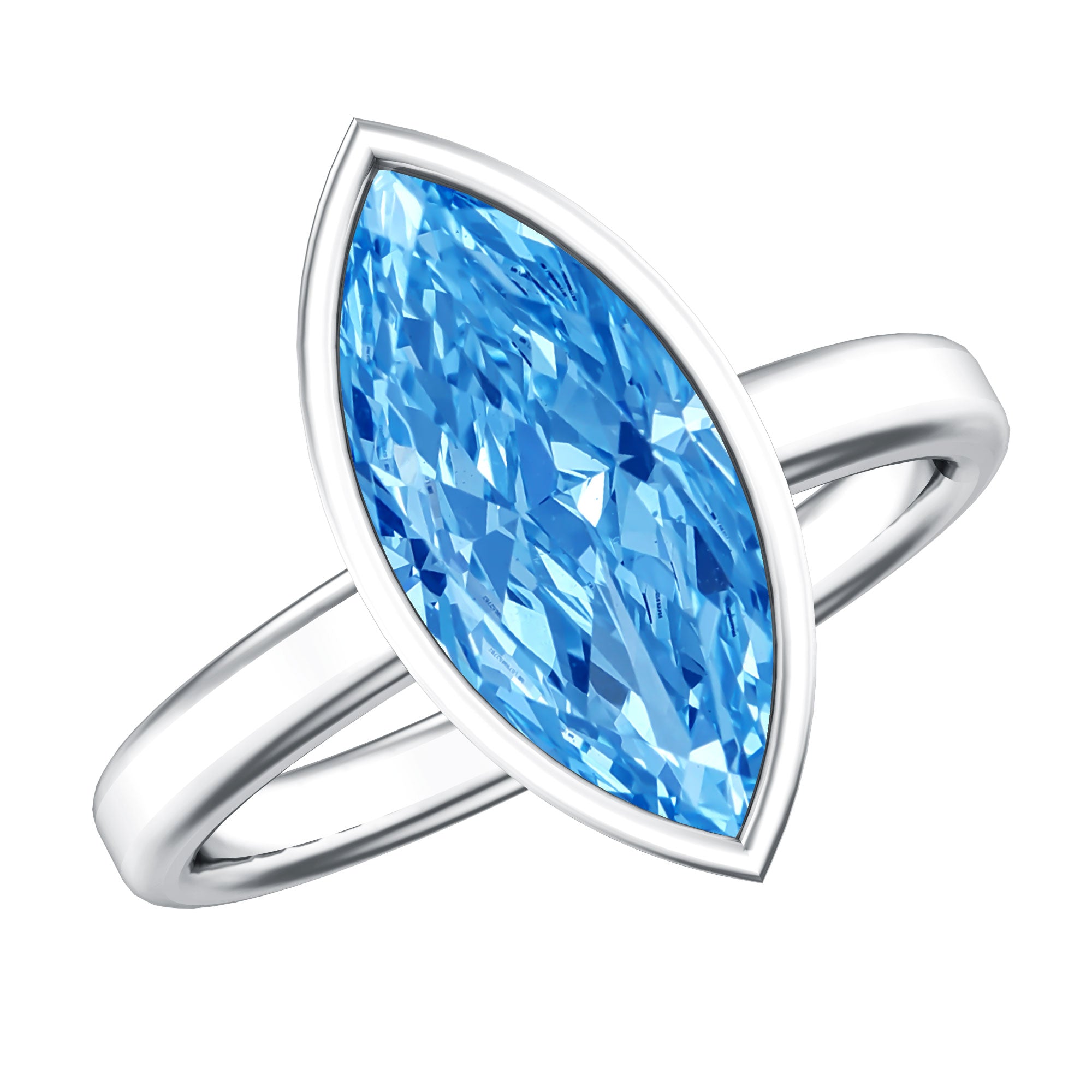 Rosec Jewels-IGI Certified Bezel Set Lab Grown Blue Diamond Marquise Engagement Ring 3 Carat