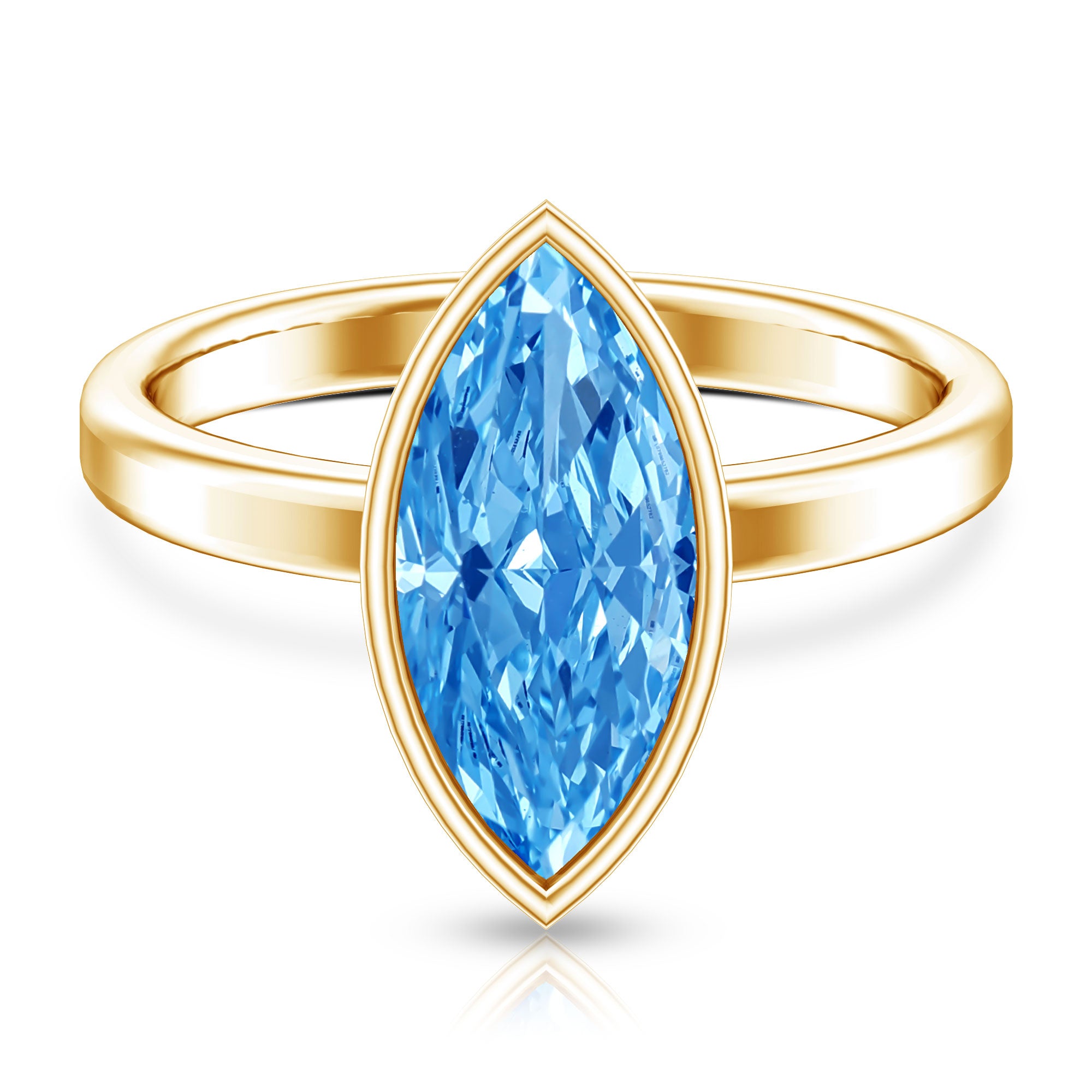 Rosec Jewels-IGI Certified Bezel Set Lab Grown Blue Diamond Marquise Engagement Ring 3 Carat