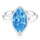 Rosec Jewels-Big 4 Carat Lab Grown Blue Diamond Marquise Cut Engagement Ring IGI Certified