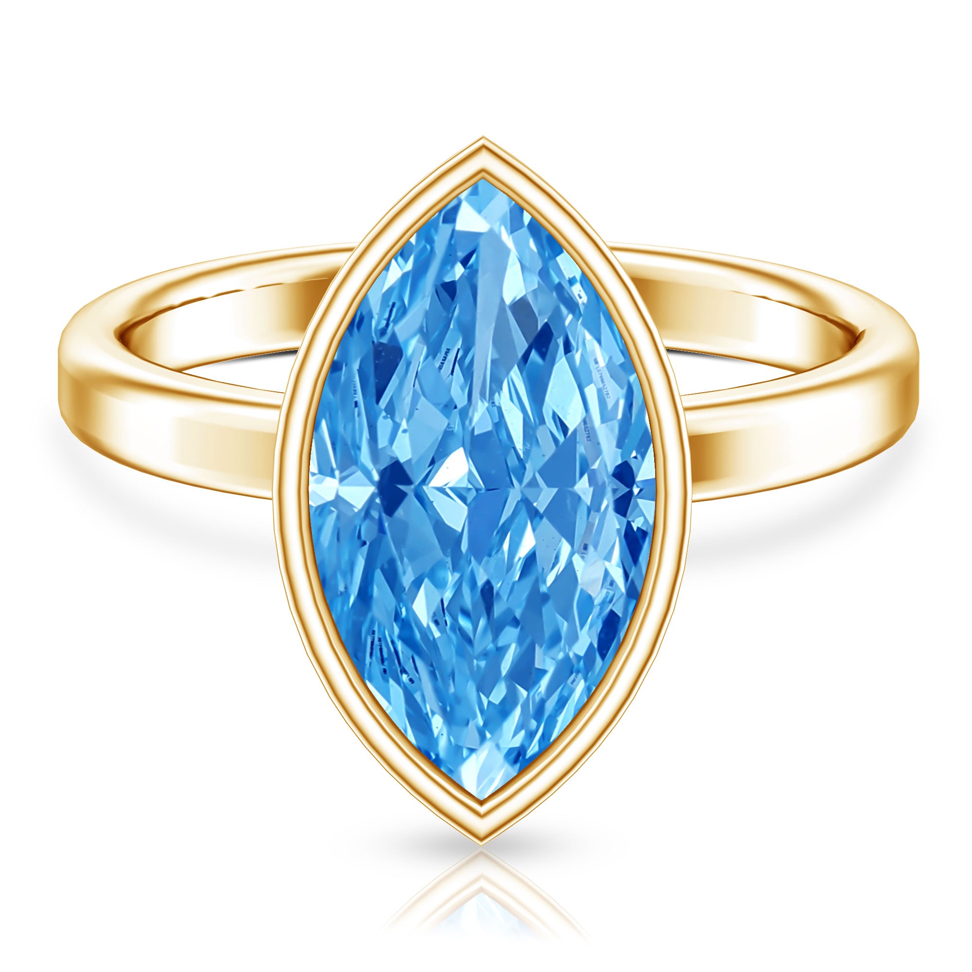 Rosec Jewels-Big 4 Carat Lab Grown Blue Diamond Marquise Cut Engagement Ring IGI Certified