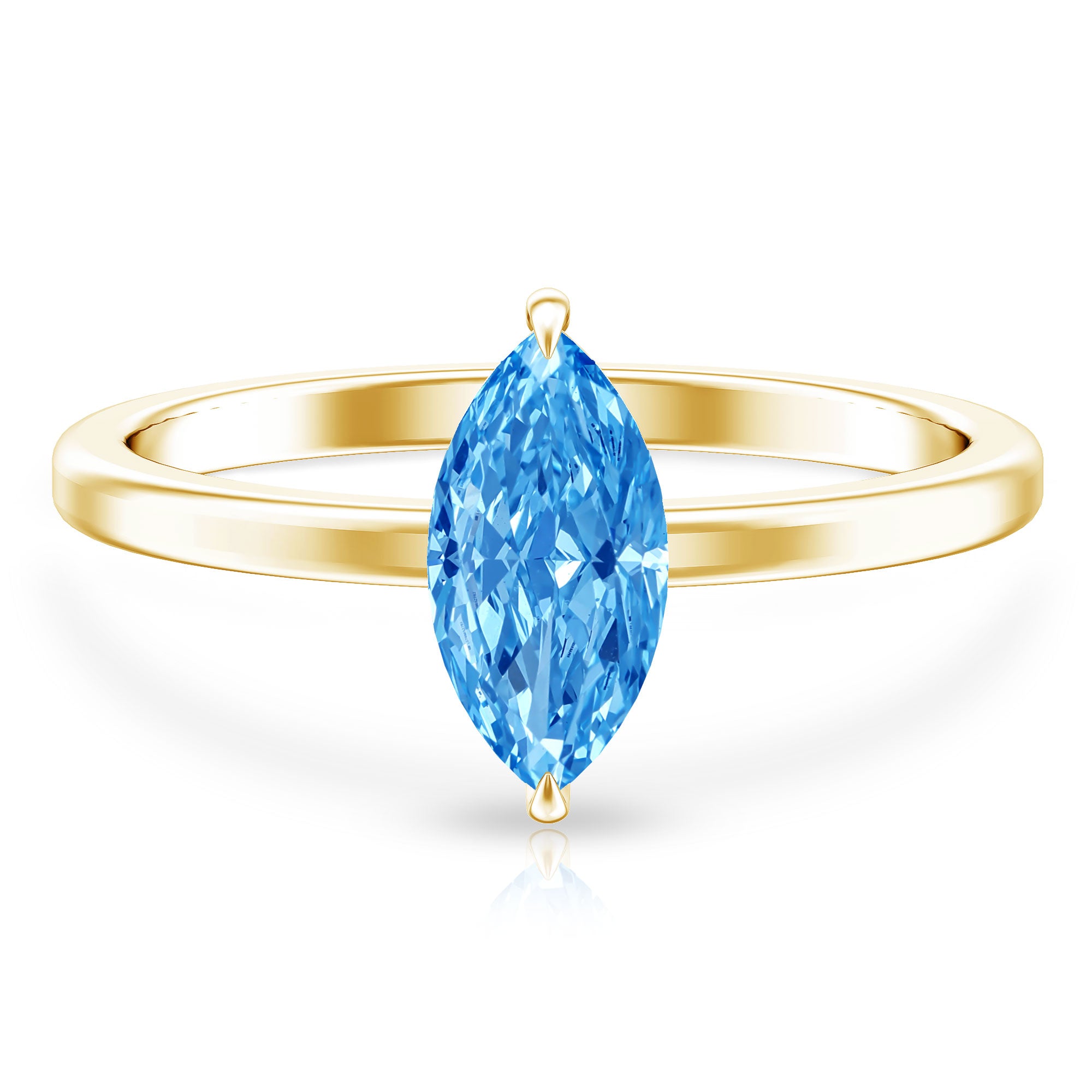 Rosec Jewels-Solitaire 1 Carat Marquise Cut Lab Grown Blue Diamond Engagement Ring with IGI Certificate