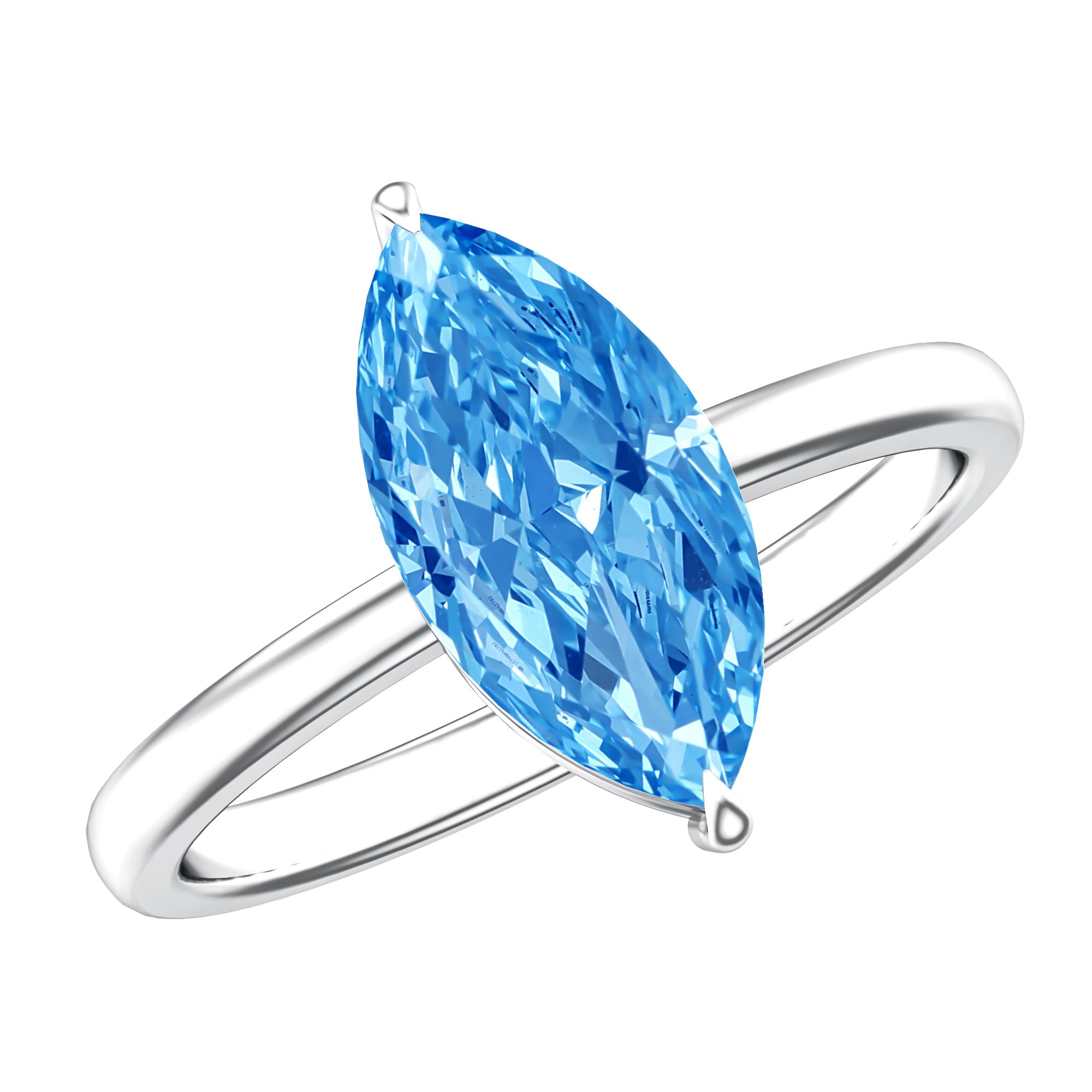 Rosec Jewels-2 Carat Marquise Cut Engagement Ring with IGI Certified Lab Grown Blue Diamond