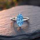 2 Carat Marquise Cut Engagement Ring with IGI Certified Lab Grown Blue Diamond Vivid Blue - VS1 - Rosec Jewels