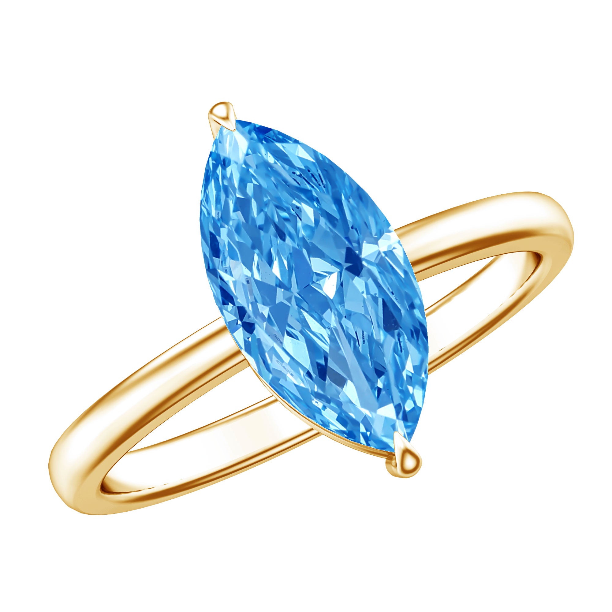 Rosec Jewels-2 Carat Marquise Cut Engagement Ring with IGI Certified Lab Grown Blue Diamond