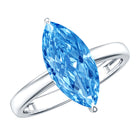 Rosec Jewels-Solitaire 3 Carat Marquise Cut Lab Grown Blue Diamond Engagement Ring IGI Certified