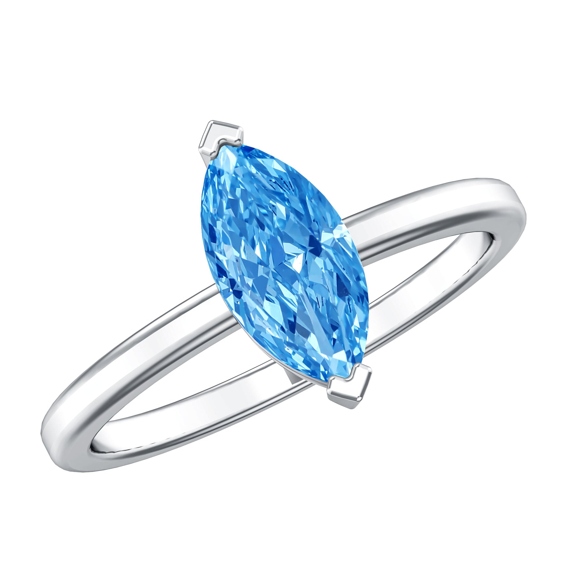 Rosec Jewels-Lab Grown 1 Carat Blue Diamond Solitaire Marquise Engagement Ring with IGI Certificate