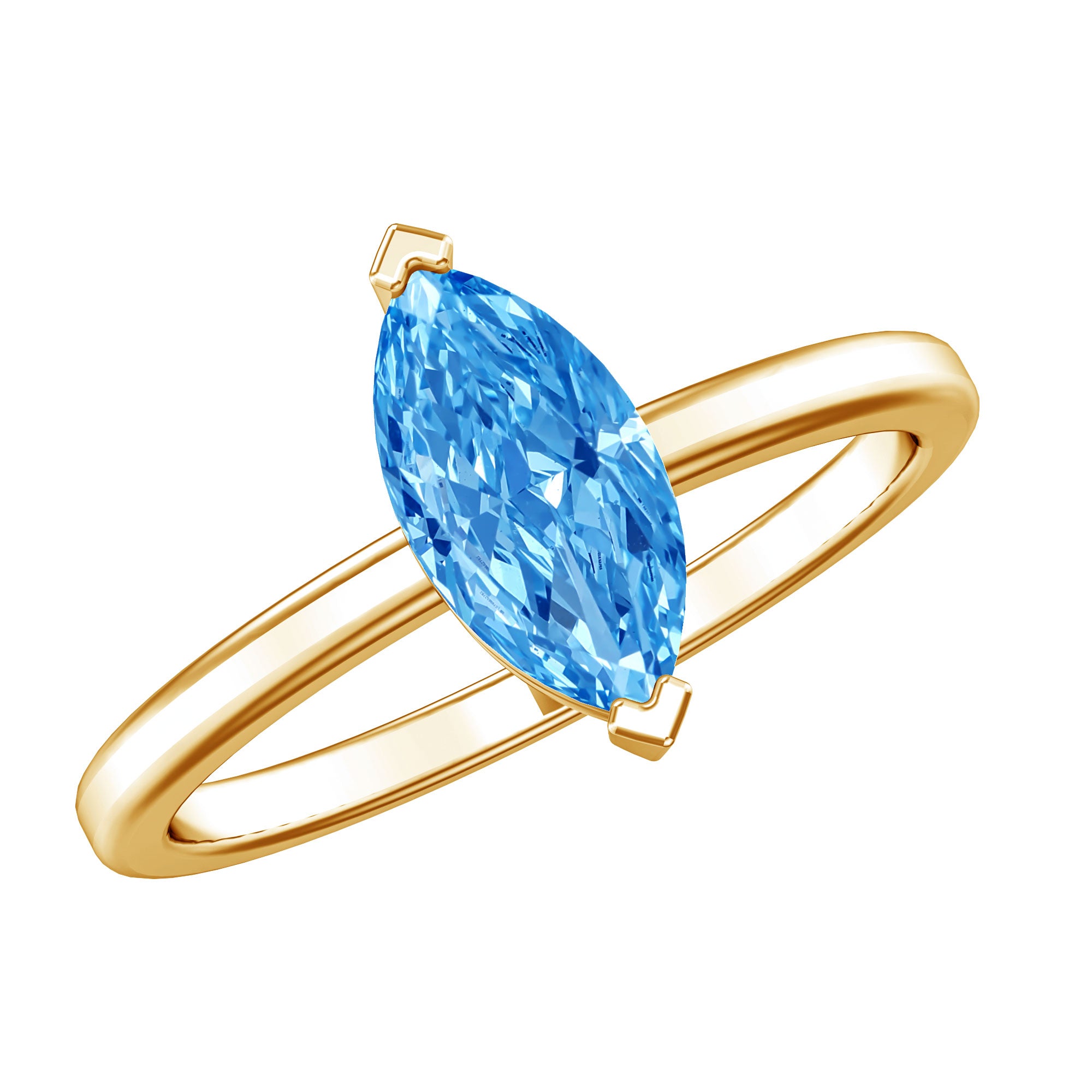 Rosec Jewels-Lab Grown 1 Carat Blue Diamond Solitaire Marquise Engagement Ring with IGI Certificate