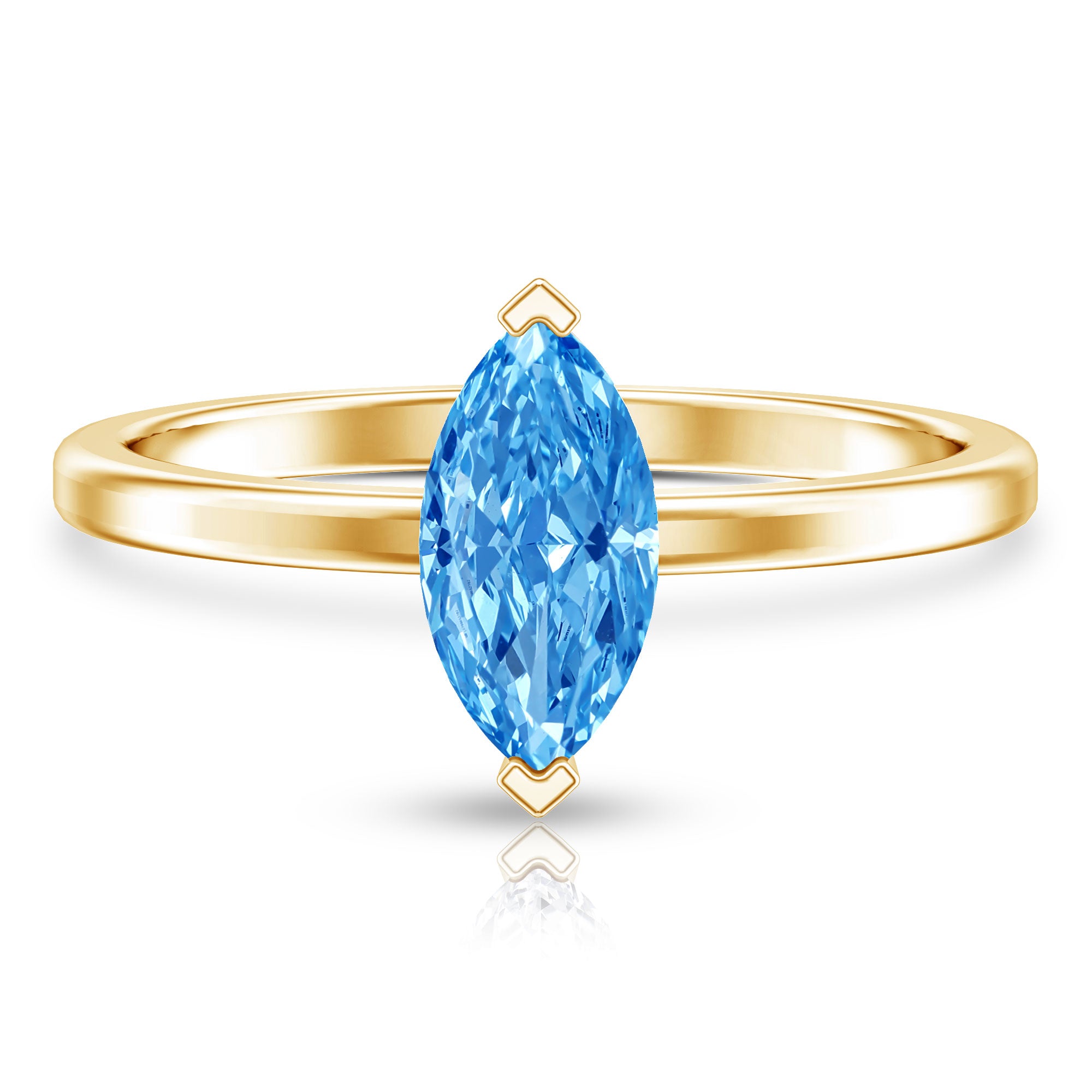 Rosec Jewels-Lab Grown 1 Carat Blue Diamond Solitaire Marquise Engagement Ring with IGI Certificate