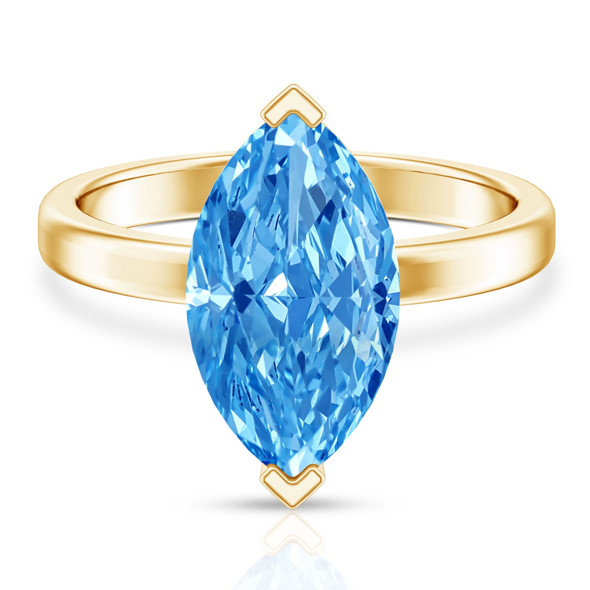 Rosec Jewels-Marquise Lab Grown Blue Diamond 2 Carat Solitaire Engagement Ring IGI Certified