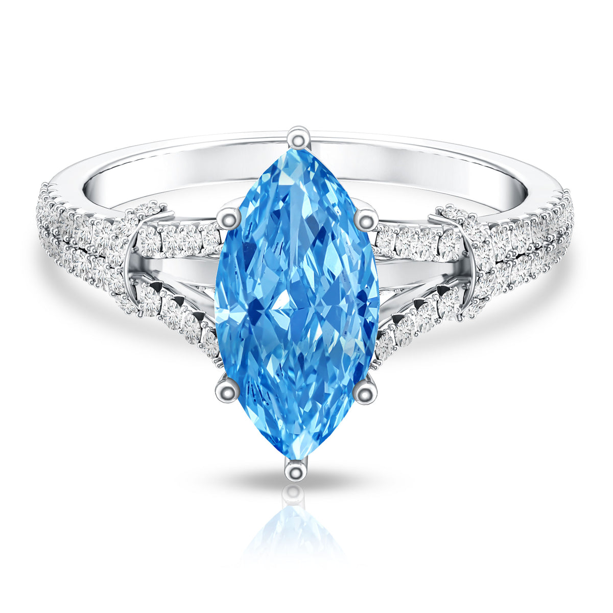 Antique Looking 1 Carat Lab Grown Blue Diamond Engagement Ring IGI Certified Vivid Blue - VS1 - Rosec Jewels