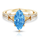 Rosec Jewels-Antique Looking 1 Carat Lab Grown Blue Diamond Engagement Ring IGI Certified