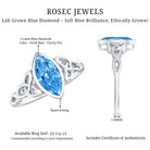 Rosec Jewels-1 Carat Marquise Cut Lab Blue Diamond Celtic Engagement Ring IGI Certified