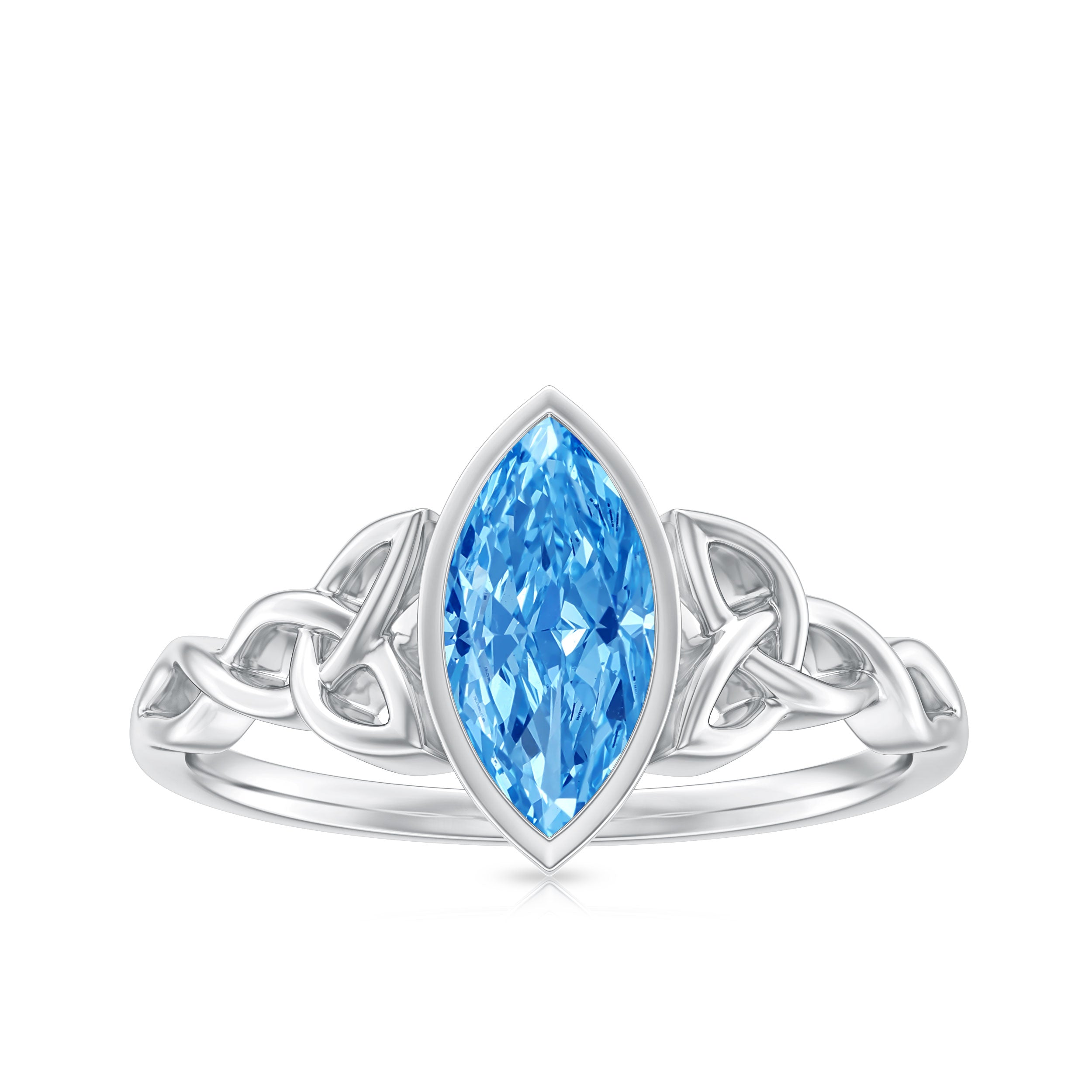 Rosec Jewels-1 Carat Marquise Cut Lab Blue Diamond Celtic Engagement Ring IGI Certified