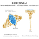 Rosec Jewels-1 Carat Marquise Cut Lab Blue Diamond Celtic Engagement Ring IGI Certified