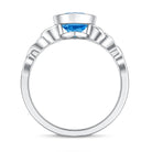 Rosec Jewels-3 Carat Marquise Cut Lab Grown Blue Diamond Celtic Engagement Ring with IGI Certificate